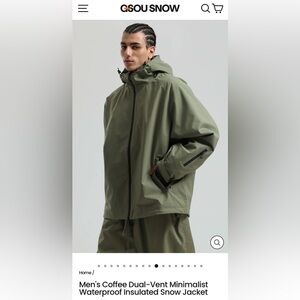 GSOU snow mens minimalist snow jacket military green
